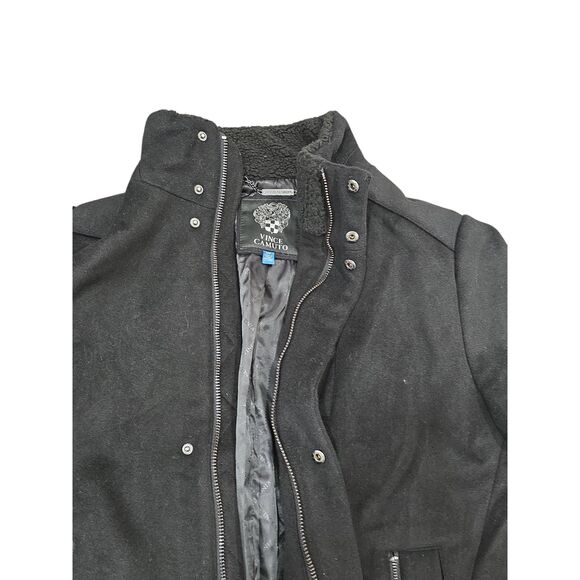 Vince Camuto Men’s Black Wool Blend Coat Size M NWT Zip Front Winter Jacket Faux - Picture 9 of 12